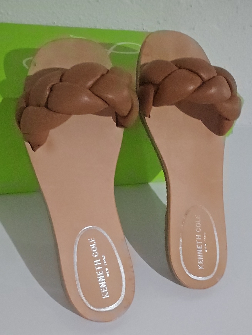 Kenneth Cole Women’s Braided Cognac Slide Sandals